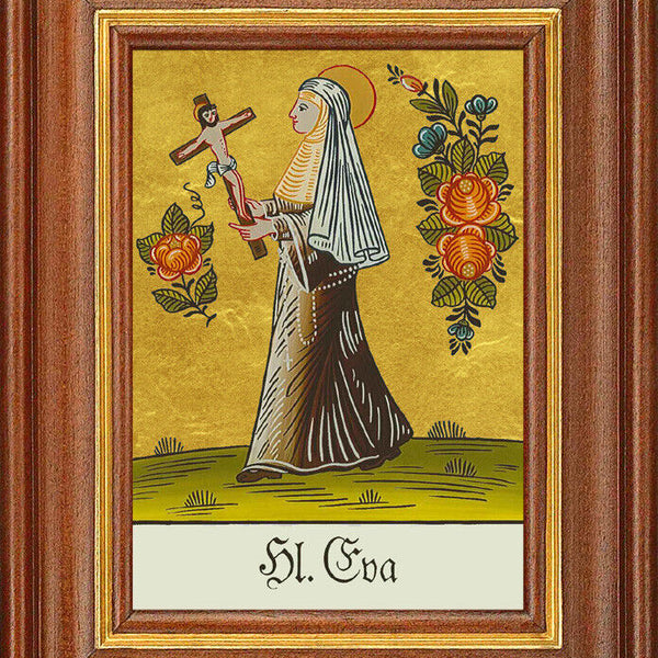 Hinterglasbild - Heilige Eva - Patronatsbild Taufe Namenspatron 12,7x16