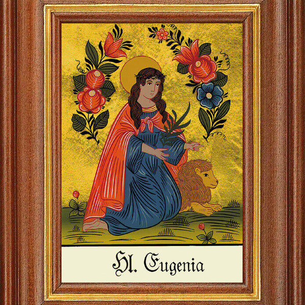 Hinterglasbild - Heilige Eugenia - Patronatsbild Taufe Namenspatron 12,7x16