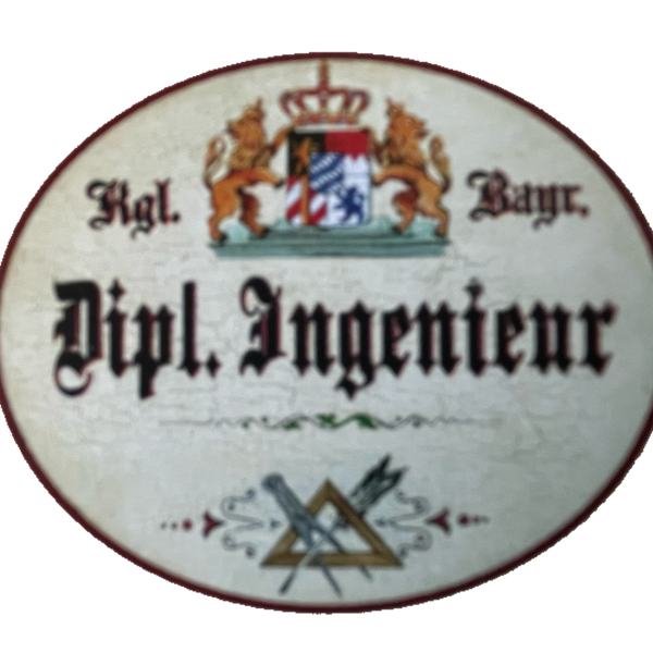 Nostalgie Holzschild Bayern Königlich Bayerischer Dipl. Ingenieur Schild