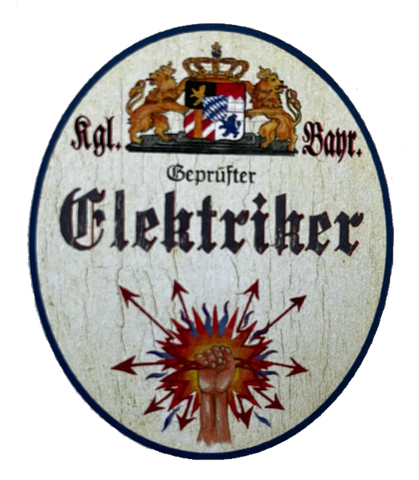 Nostalgie Holzschild Bayern Geprüfter Elektriker Strom Schild