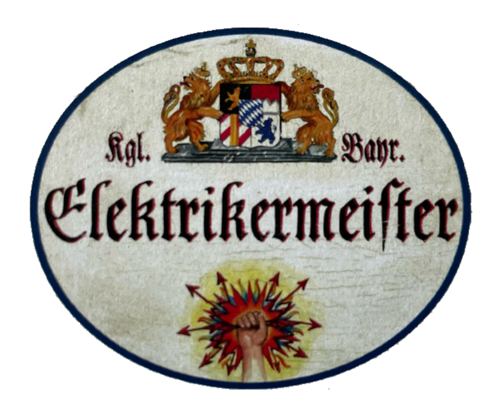 Nostalgie Holzschild Bayern Elektrikermeister Elektriker Strom Schild