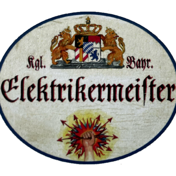 Nostalgie Holzschild Bayern Elektrikermeister Elektriker Strom Schild