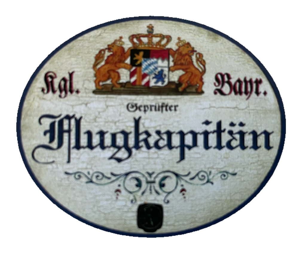 Nostalgie Holzschild Bayern Königlich Bayerischer Geprüfter Flugkapitän Schild