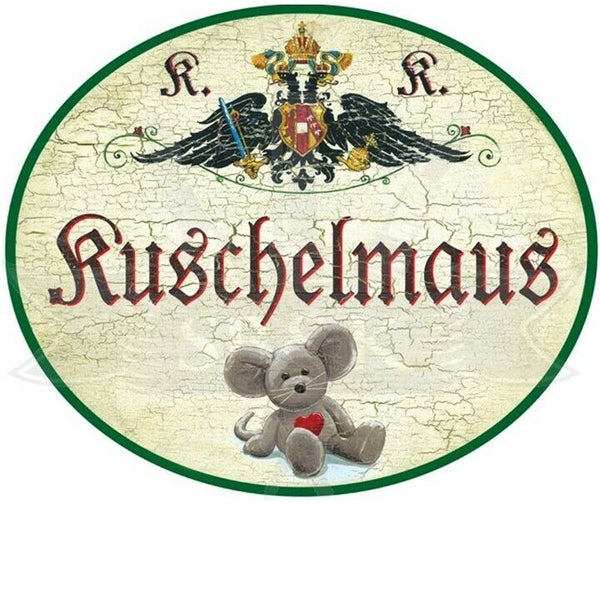 KuK Nostalgie Holzschild "Kuschelmaus Grau"