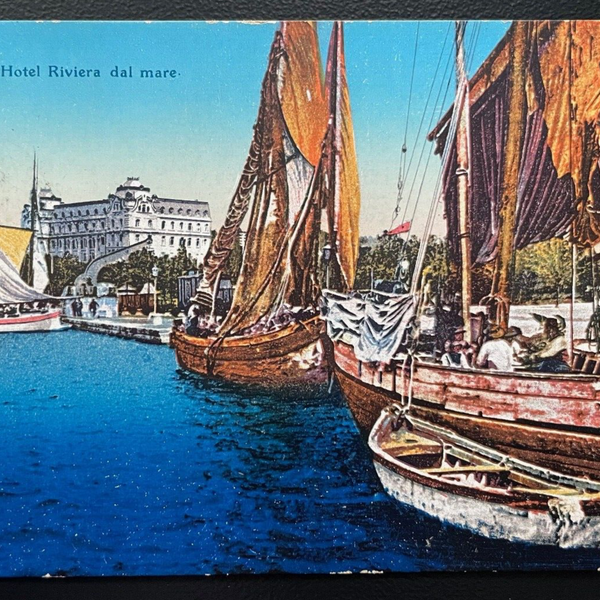 Pola Hotel Riviera del mare Pula Boot Meer Hafen Ufer Isrien Kroatien 600117A D