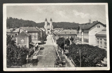 Amstetten Bahnhofstraße Herz Jesu Kirche Autos Niederösterreich 600114A TH D