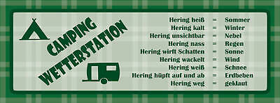 Schild Camping Wetter Station Hering Canpen Camper Wohnwagen 27x10 Blech od.Holz