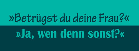 Schild Betrügst Du Deine Frau Ja Wen Denn Sonst Ehe Paar 27 x 10 Blech od. Holz