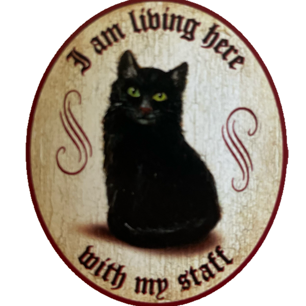 Nostalgie Holz Schild We Are Living Here With Our Staff Katzen Katze Personal