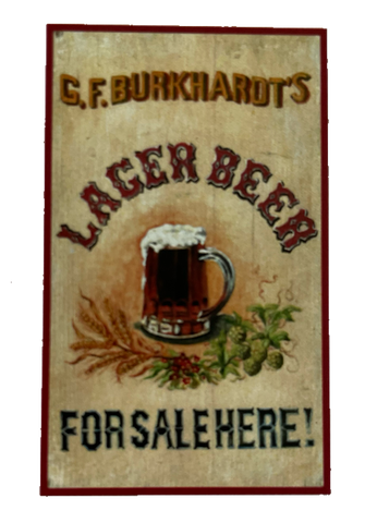 Nostalgie Holzschild GG.Burkhardt's Lager Beer For Sale Here Bier Alkohol Schild