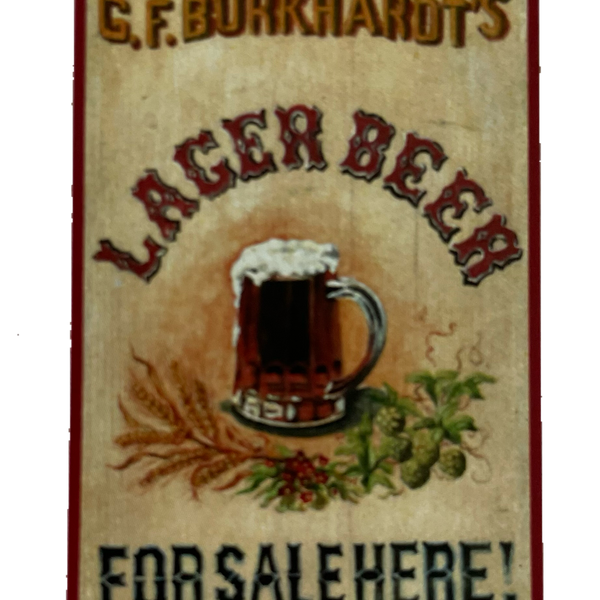 Nostalgie Holzschild GG.Burkhardt's Lager Beer For Sale Here Bier Alkohol Schild