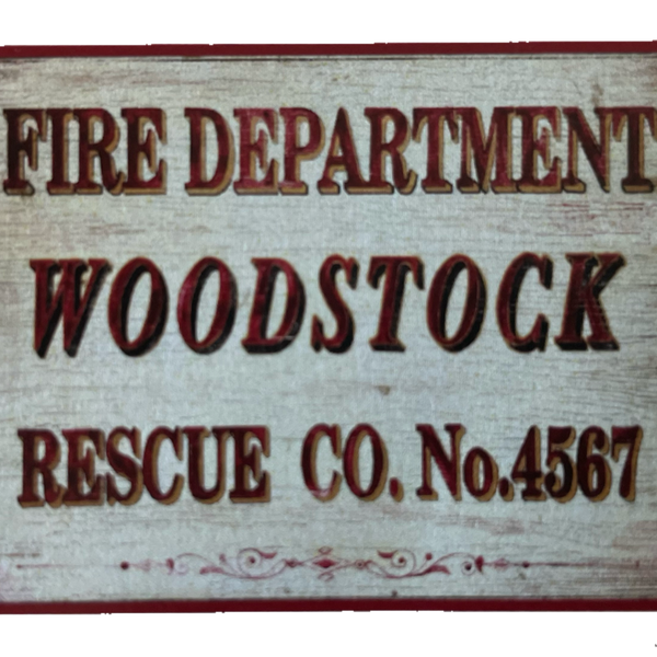 Nostalgie Holzschild Fire Department Woodstock Rescue Co. Feuerwehr Schild