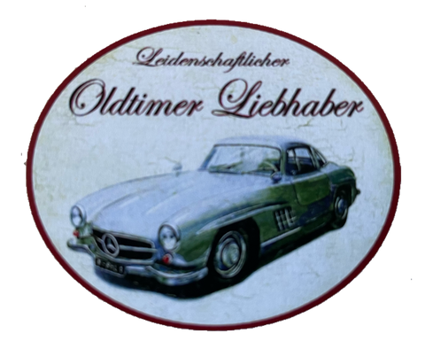 Nostalgie Holzschild Leidenschaftlicher Oldtimer Liebhaber Mercedes Schild