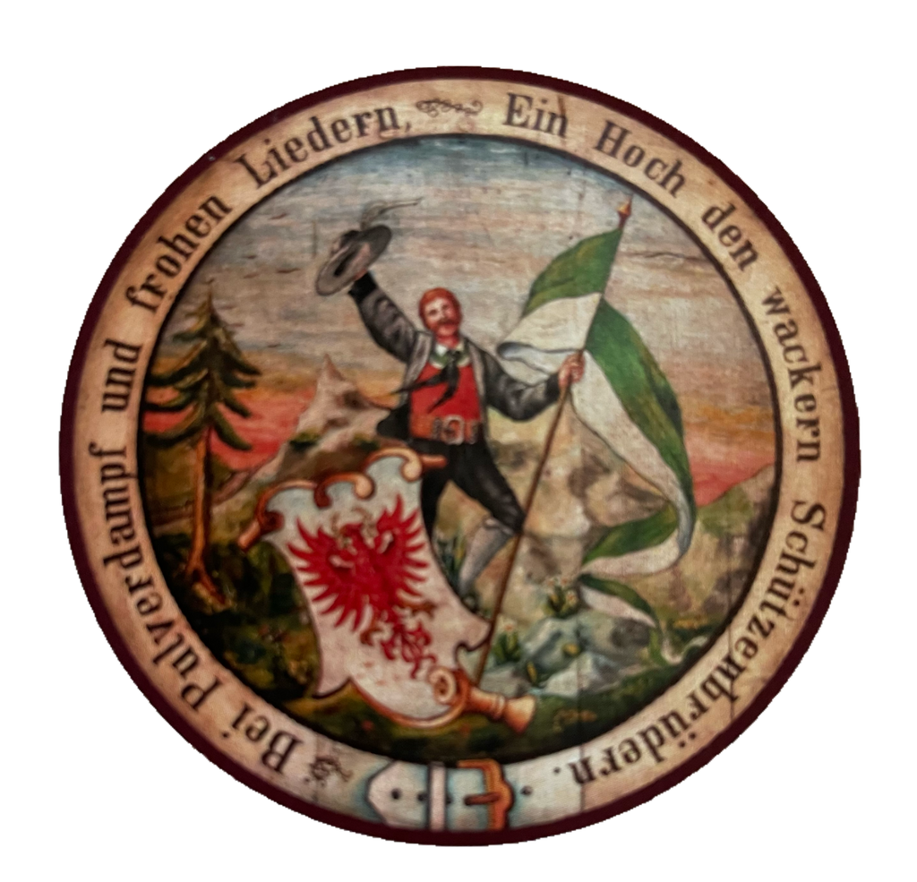 Nostalgie Holzschild Schützenscheibe Bei Pulverdampf & Frohen Liedern Schild