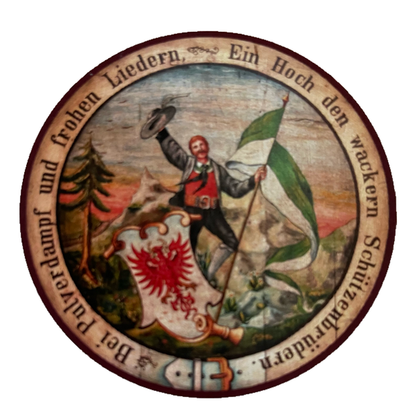 Nostalgie Holzschild Schützenscheibe Bei Pulverdampf & Frohen Liedern Schild