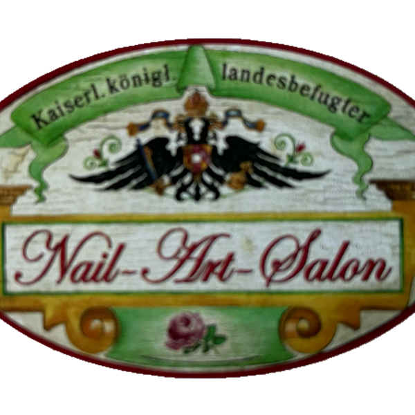 KuK Nostalgie Holzschild Landesbefugter Nail Art Salon Nagel Studio Schild