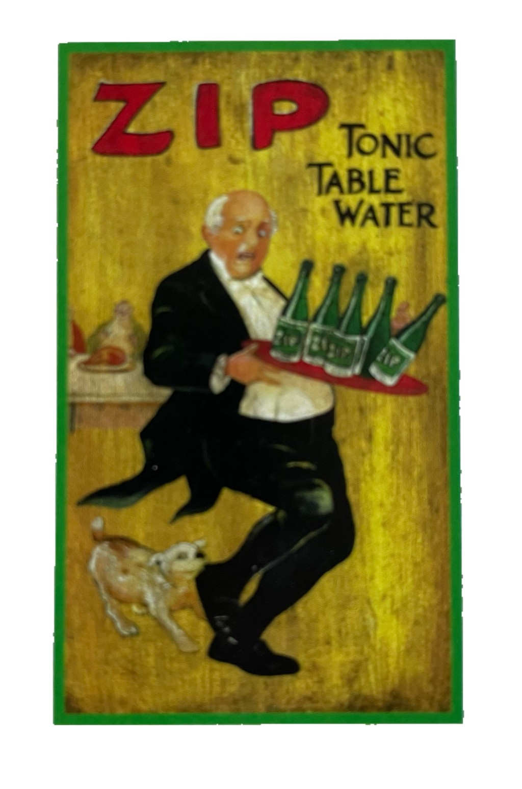 Nostalgie Holzschild Zip Tonic Table Water Softdrink Getränk Kellner Hund Schild