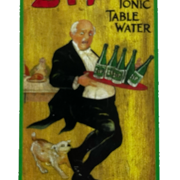 Nostalgie Holzschild Zip Tonic Table Water Softdrink Getränk Kellner Hund Schild