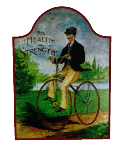 Nostalgie Holzschild For Health & Strength Rad Fahrer Gesundheit Stärke Schild