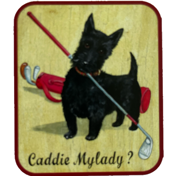 Nostalgie Holzschild Caddie Mylady? Hund Golf Spielen Golfschläger Schild
