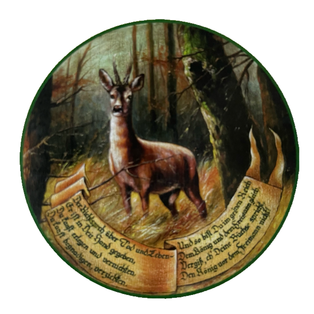 Nostalgie Holzschild Schützenscheibe Richtspruch Rehbock Jagd Wild Jäger Schild