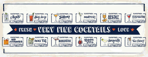 Schild Very Fine Cocktails Fresh Love Drinks Alkohol Bar 27x10 Blech od.Holz