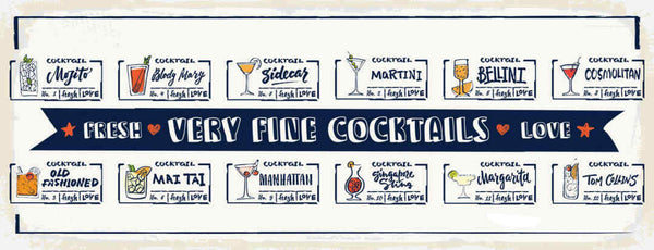 Schild Very Fine Cocktails Fresh Love Drinks Alkohol Bar 27x10 Blech od.Holz
