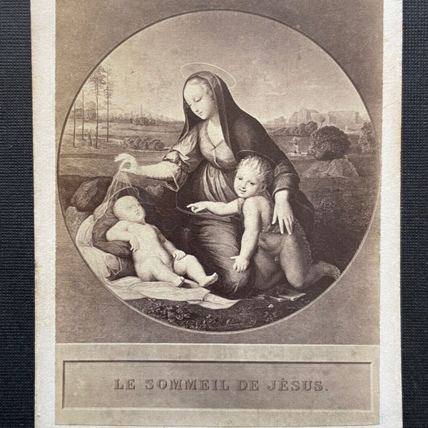 Foto Madonna m.d. schlafenden Kinde Raffael Bild Gemälde ca.10,1x6,2cm 402321 TH
