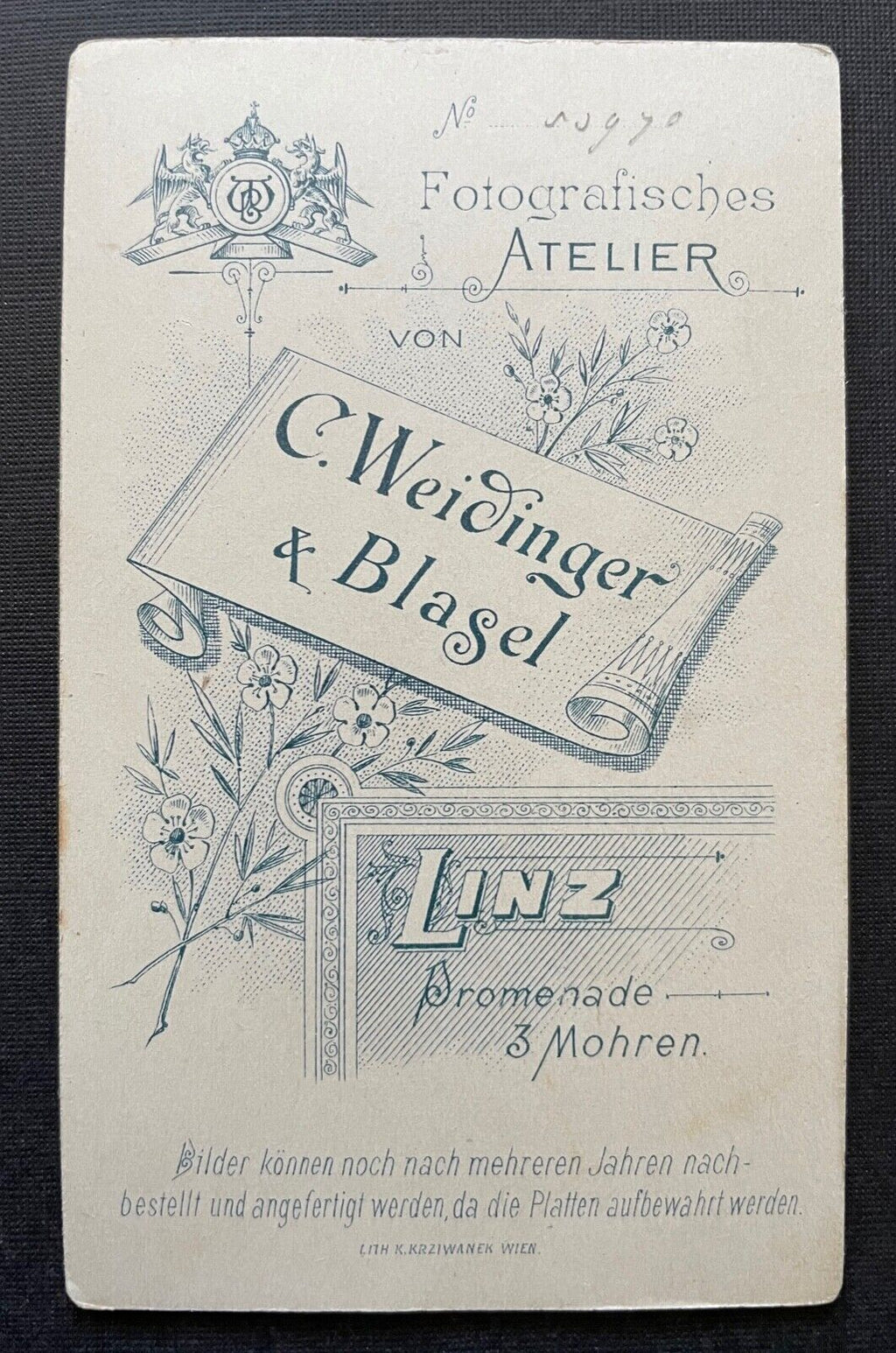 Foto Porträt Frau Kleid Puffärmel Weidinger & Blasel Linz ca.10,4x6,4cm 402325TH