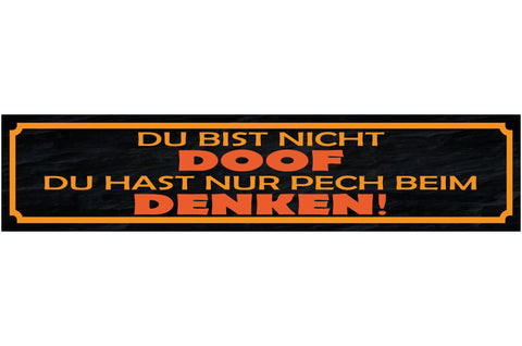 Schild Du Bist Nicht Doof Nur Pech Beim Denken Dumm Blöd 46 x 10 Blech od. Holz