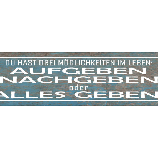 Schild Möglichkeiten Leben Aufgeben Nachgeben Alles Geben 46 x 10 Blech od.Holz