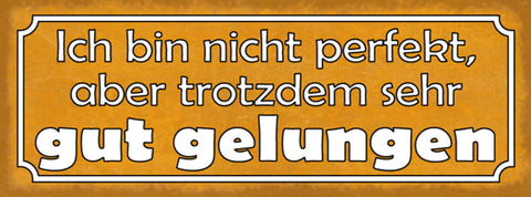 Schild Ich Bin Nicht Perfekt Aber Trotzdem Sehr Gut Gelungen 27x10 Blech od.Holz