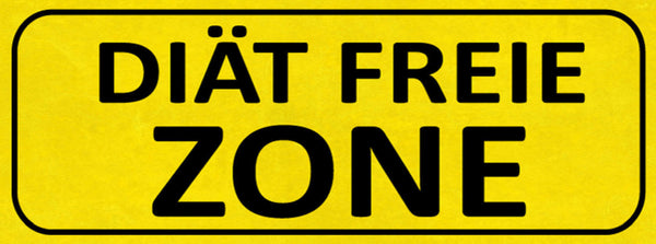 Schild Diät Freie Zone Abnehmen Zunehmen Essen Snacks 27x10 Blech od.Holz