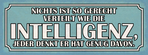 Schild Nichts Ist So Gerecht Verteilt Wie Intelligenz Jeder Denkt Genug Davon