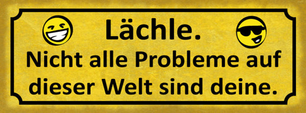 Schild Lächle Nicht Alle Probleme Auf Der Welt Sind Deine 27x10 Blech od.Holz