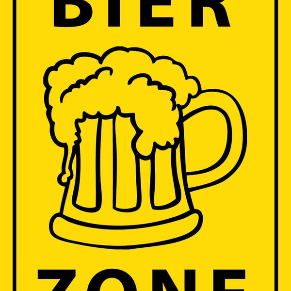 Schild Bier Zone 12x18 / 20x30 / 30x40 Blech od. Holz