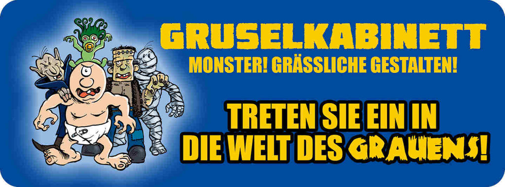 Schild Gruselkabinett Monster Grässliche Gestalten Treten Ein Welt Des Grauens