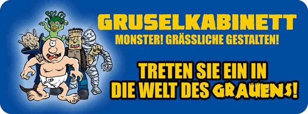 Schild Gruselkabinett Monster Grässliche Gestalten Treten Ein Welt Des Grauens