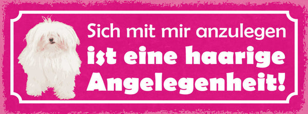 Schild Sich Mit Mir Anzulegen Ist Eine Haarige Angelenheit Hund Hunde Tier 27x10