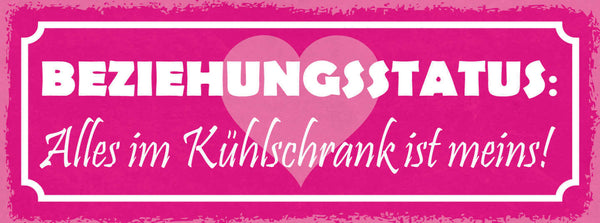 Schild Beziehungsstatus Alles Im Kühlschrank Ist Meins Essen 27x10 Blech od.Holz