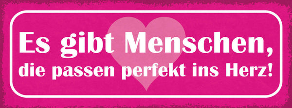 Schild Es Gibt Menschen Die Passen Perfekt Ins Herz Liebe 27x10 Blech od.Holz
