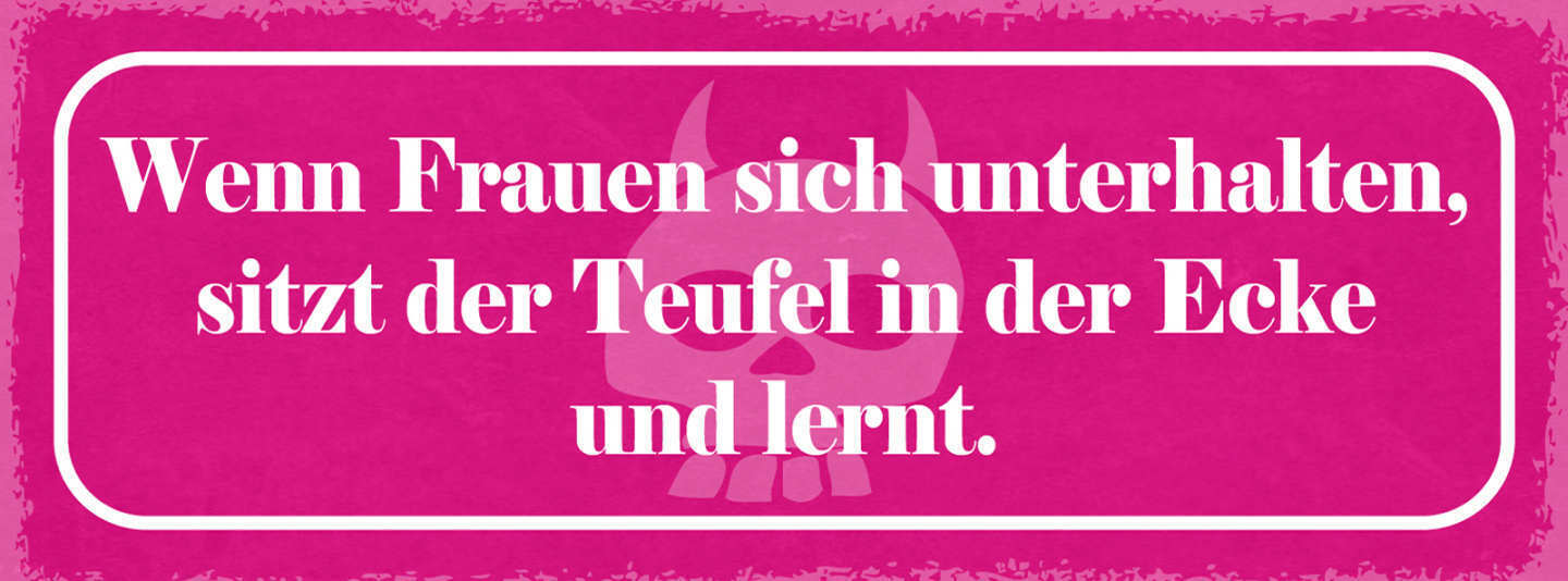 Schild Wenn Frauen Sich Unterhalten Sitzt Der Teufel In Der Ecke & Lernt 27x10
