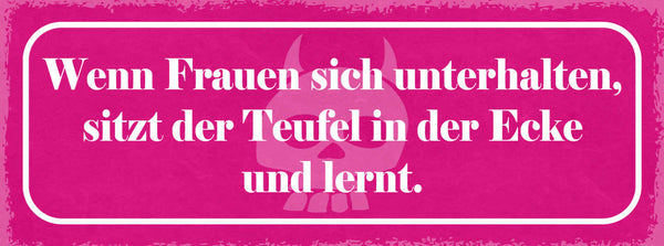 Schild Wenn Frauen Sich Unterhalten Sitzt Der Teufel In Der Ecke & Lernt 27x10