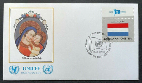 Brief Unicef FDC Flagge Luxemburg Gege Bon Conseil Maria ca.16,4x9,3cm 410314 PR