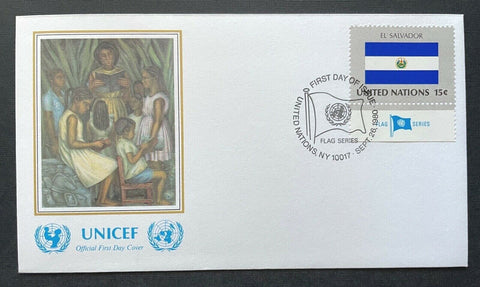 Brief Unicef FDC Flagge El Salvador Escuela Rural Minero ca.16,4x9,3cm 410305 PR