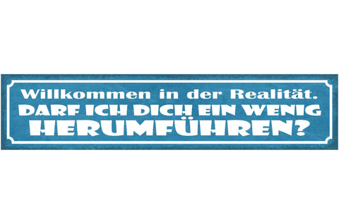 Schild Willkommen In Der Realität Darf Ich Dich Ein Wenig Herumführen 46 x 10