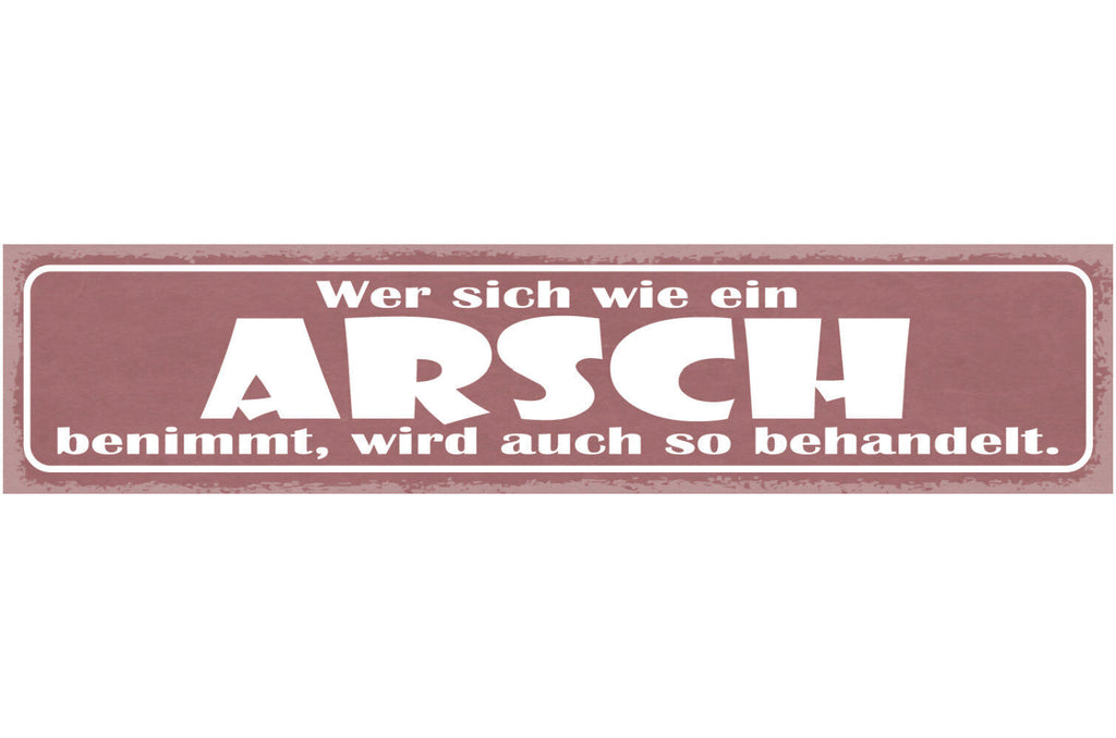 Schild Wer Sich Wie Ein Arsch Benimmt Wird Auch So Behandelt 46 x 10