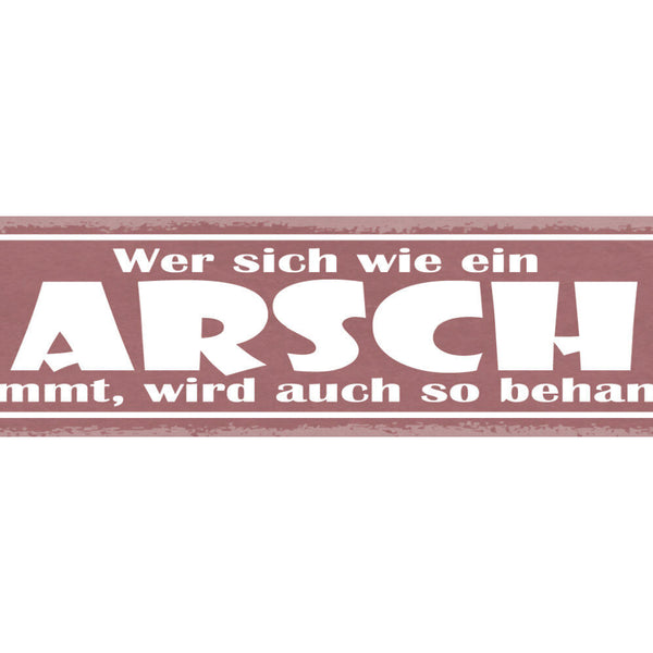 Schild Wer Sich Wie Ein Arsch Benimmt Wird Auch So Behandelt 46 x 10