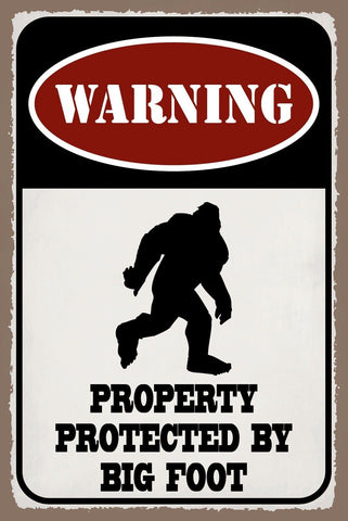 Schild Big Foot Grundstück Bewacht Haus 12x18 / 20x30 / 30x40 Blech od. Holz