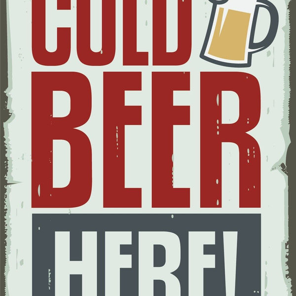 Nostalgie Schild Cold Beer Here! Bierglas 12x18 / 20x30 / 30x40 Blech od. Holz